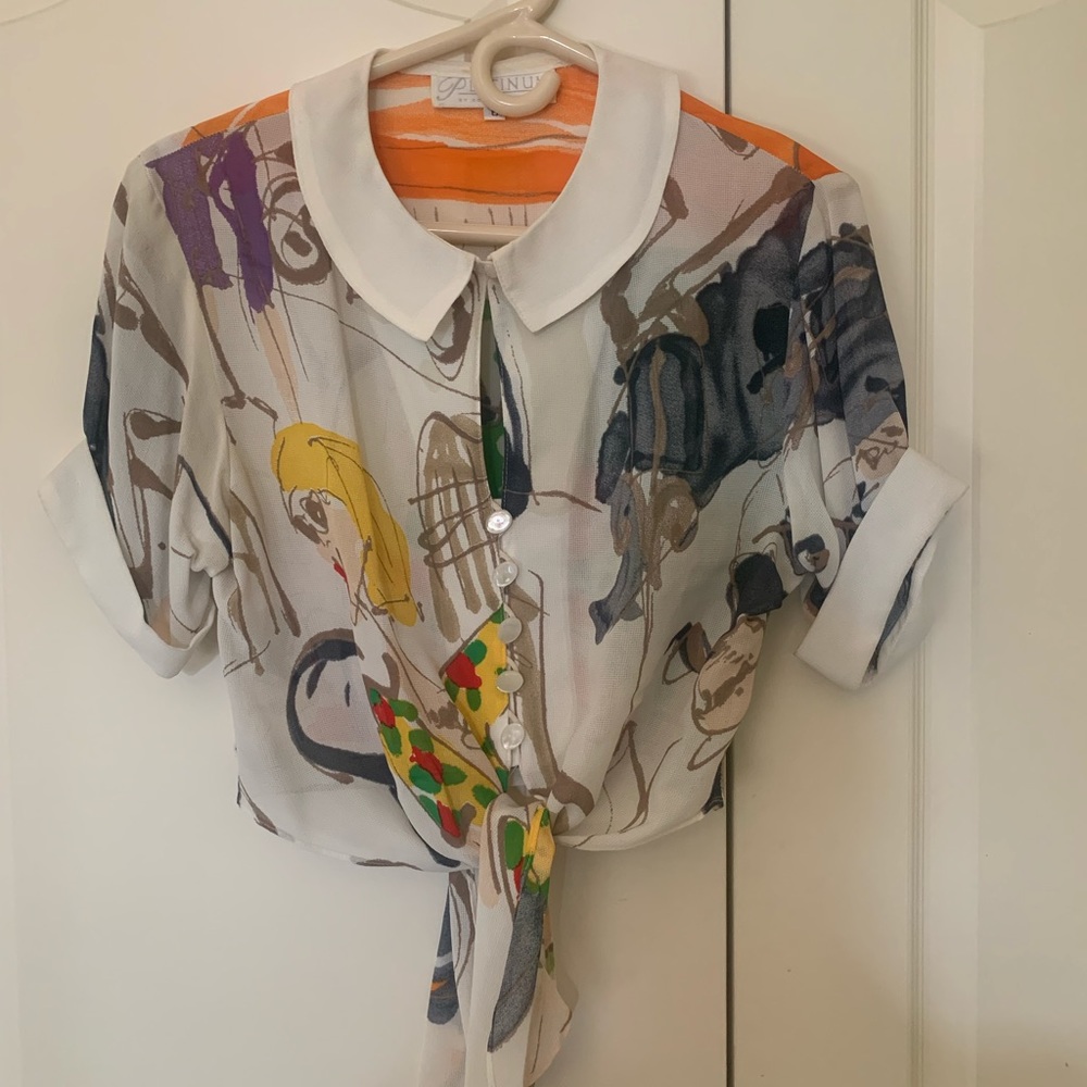 Platinum chiffon tie top